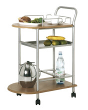 Rollwagen >Stina< in alu-buche aus Stahl, MDF -...