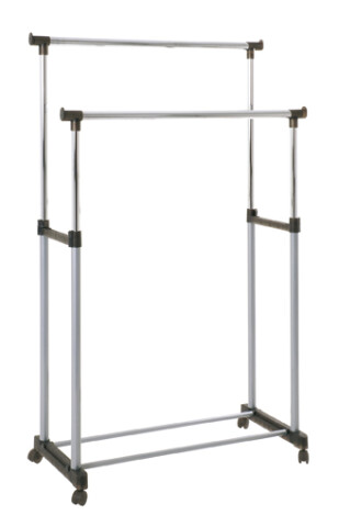 Kleiderständer >Poldi< in alu-chrom-grau - 95x95x43 (BxHxT)