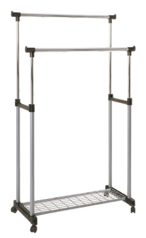Kleiderständer >Double< in alu-chrom-grau - 95x95x43 (BxHxT)
