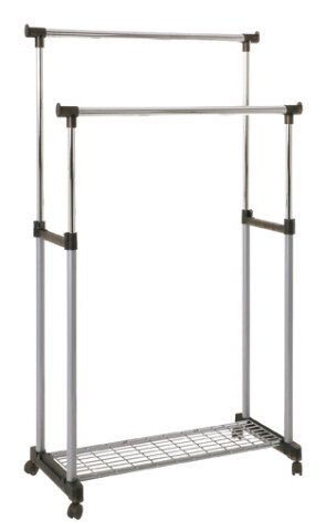 Kleiderständer >Double< in alu-chrom-grau - 95x95x43 (BxHxT)