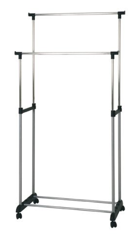 Kleiderständer >Sama< in alu-chrom-schwarz - 80x96x42 (BxHxT)