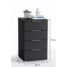 Nachtkommode >Nelli< in Schwarz - 46x79x42cm (BxHxT)