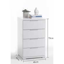Nachtkommode >Nelli< in Weiß - 46x79x42cm (BxHxT)