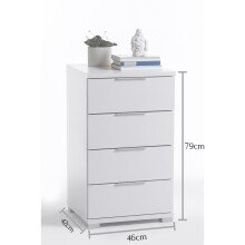 Nachtkommode >Nelli< in Weiß - 46x79x42cm...