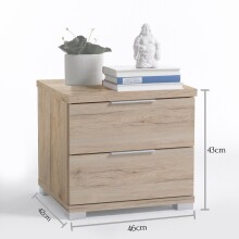 Nachtkommode >Nelli< in Eiche San Remo Nachbildung - 46x43x42cm (BxHxT)