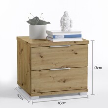 Nachtkommode >Nelli< in Artisan Eiche Nachbildung - 46x43x42cm (BxHxT)