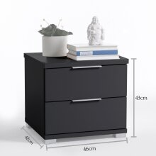 Nachtkommode >Nelli< in Schwarz - 46x43x42cm (BxHxT)