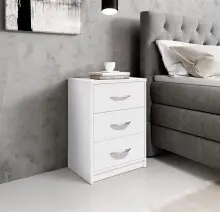 Nachtkommode >Bettine< in Weiß - 39x54x28cm...