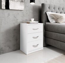 Nachtkommode >Bettine< in Weiß - 39x54x28cm (BxHxT)