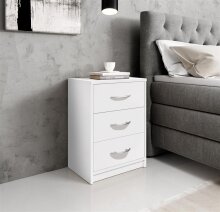 Nachtkommode >Bettine< in Weiß - 39x54x28cm...