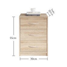 Nachtkommode >Bettine< in Eiche Sonoma Nachbildung - 39x54x28cm (BxHxT)