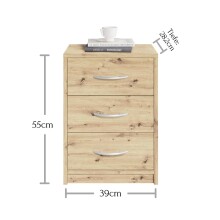 Nachtkommode >Bettine< in Artisan Eiche Nachbildung - 39x54x28cm (BxHxT)