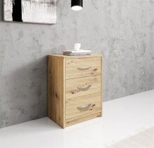 Nachtkommode >Bettine< in Artisan Eiche Nachbildung - 39x54x28cm (BxHxT)