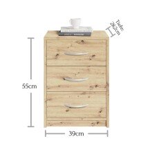 Nachtkommode >Bettine< in Artisan Eiche Nachbildung - 39x54x28cm (BxHxT)
