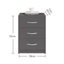 Nachtkommode >Bettine< in Graphit - 39x54x28cm (BxHxT)