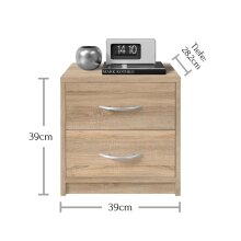 Nachtkommode >Pepe< in Eiche Sonoma Nachbildung - 39x39x28cm (BxHxT)