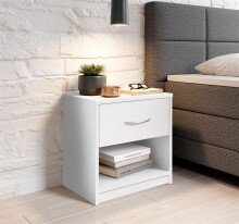 Nachtkommode >Pepe< in Weiß - 39x41x28cm (BxHxT)