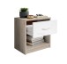 Nachtkommode >Bettine< in San Remo Eiche Nachbildung / Weiß - 39x41x28cm (BxHxT)