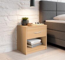 Nachtkommode >Pepe< in Buche Nachbildung - 39x41x28cm (BxHxT)