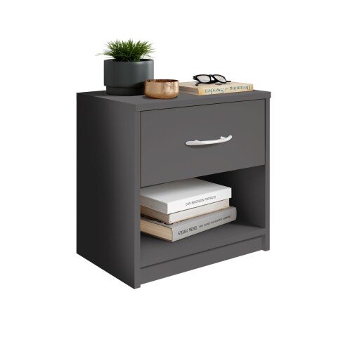 Nachtkommode >Bettine< in Graphit - 39x41x28cm (BxHxT)