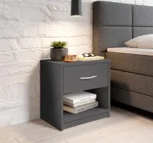 Nachtkommode >Bettine< in Graphit - 39x41x28cm (BxHxT)