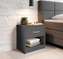 Nachtkommode >Bettine< in Graphit - 39x41x28cm (BxHxT)
