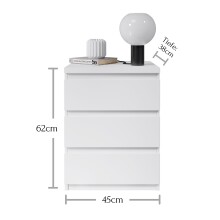 Nachtkommode >Olli< in Weiß - 45x61x38cm (BxHxT)