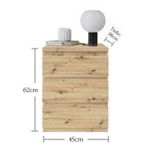 Nachtkommode >Olli< in Artisan Eiche Nachbildung - 45x61x38cm (BxHxT)