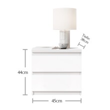 Nachtkommode >Olli< in Weiß - 45x44x38cm (BxHxT)