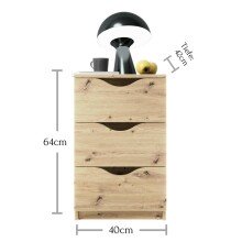 Nachtkommode >Luki< in Artisan Eiche Nachbildung - 40x64x42cm (BxHxT)