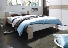 Futonbett >Vega< in Eiche Sonoma - 145x35-71x204cm...