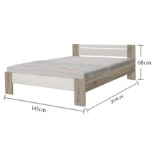 Futonbett >Vega< in Eiche San Remo Nachbildung / Weiß - 145x35-71x204cm (BxHxT)