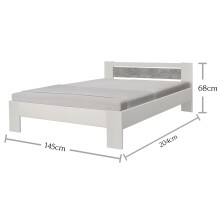 Futonbett >Vega< in Beton Nachbildung / Weiß - 145x35-71x204cm (BxHxT)