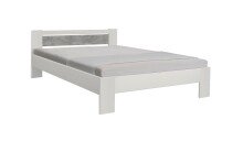 Futonbett >Vega< in Beton Nachbildung / Weiß - 145x35-71x204cm (BxHxT)