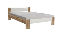Bett >Vega< in Wildeiche Nachbildung / Weiß - 145x35-71x204cm (BxHxT)