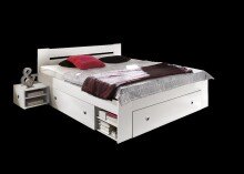 Stauraumbett >Robina< in Weiß - 145x86x204cm...