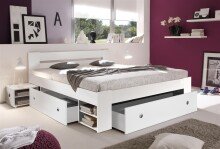 Stauraumbett >Robina< in Weiß - 145x86x204cm (BxHxT)