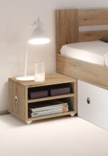 Stauraumbett >Robina< in Eiche San Remo Nachbildung / Weiß - 145x86x204 (BxHxT)
