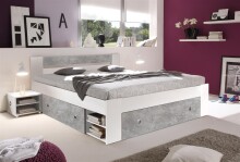 Stauraumbett >Robina< in Beton Nachbildung /...