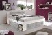 Stauraumbett >Robina< in Beton Nachbildung / Weiß - 145x86x204cm (BxHxT)