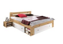 Stauraumbett >Robina< in Artisan Eiche Nachbildung / Weiß - 145x86x204cm (BxHxT)
