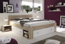 Stauraumbett >Robina< in Eiche Sonoma Nachbildung /...