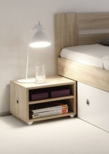 Stauraumbett >Robina< in Eiche Sonoma Nachbildung / Weiß - 185x86x204cm (BxHxT)