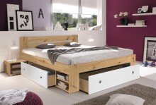 Stauraumbett >Robina< in Artisan Eiche Nachbildung / Weiß - 185x86x204cm (BxHxT)