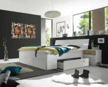Bettanlage >Isobel< in Weiß - 185x97x216cm...