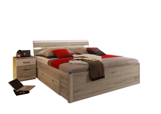 Bettanlage >Isobel< in San Remo Nachbildung / Weiß - 185x97x216cm (BxHxT)