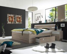 Bettanlage >Isobel< in San Remo Nachbildung / Weiß - 185x97x216cm (BxHxT)