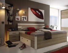 Bettanlage >Isobel< in Eiche Sonoma Nachbildung /...