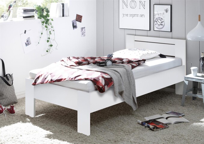 Futonbett >Saturn< in Weiß - 95x76x204cm (BxHxT)