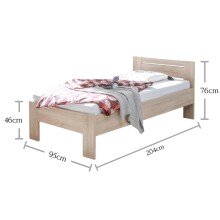 Futonbett >Saturn< in Eiche Sonoma Nachbildug - 95x76x204cm (BxHxT)